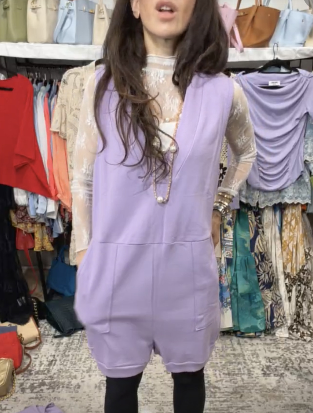 ShopEvelynne Lavender V-Neck Sleeveless Romper Sweater